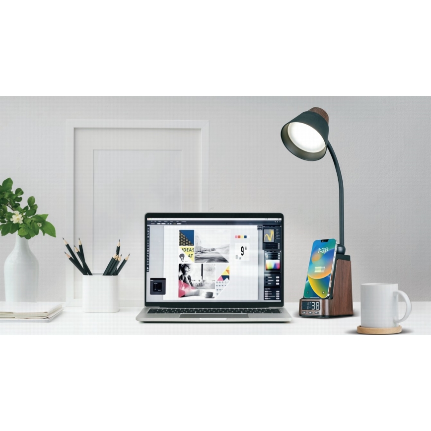 Candeeiro de mesa LED+CCT dimerizável com carregamento sem fios QI IDEAL LED/8W/230V 2700/4000/5000K castanho