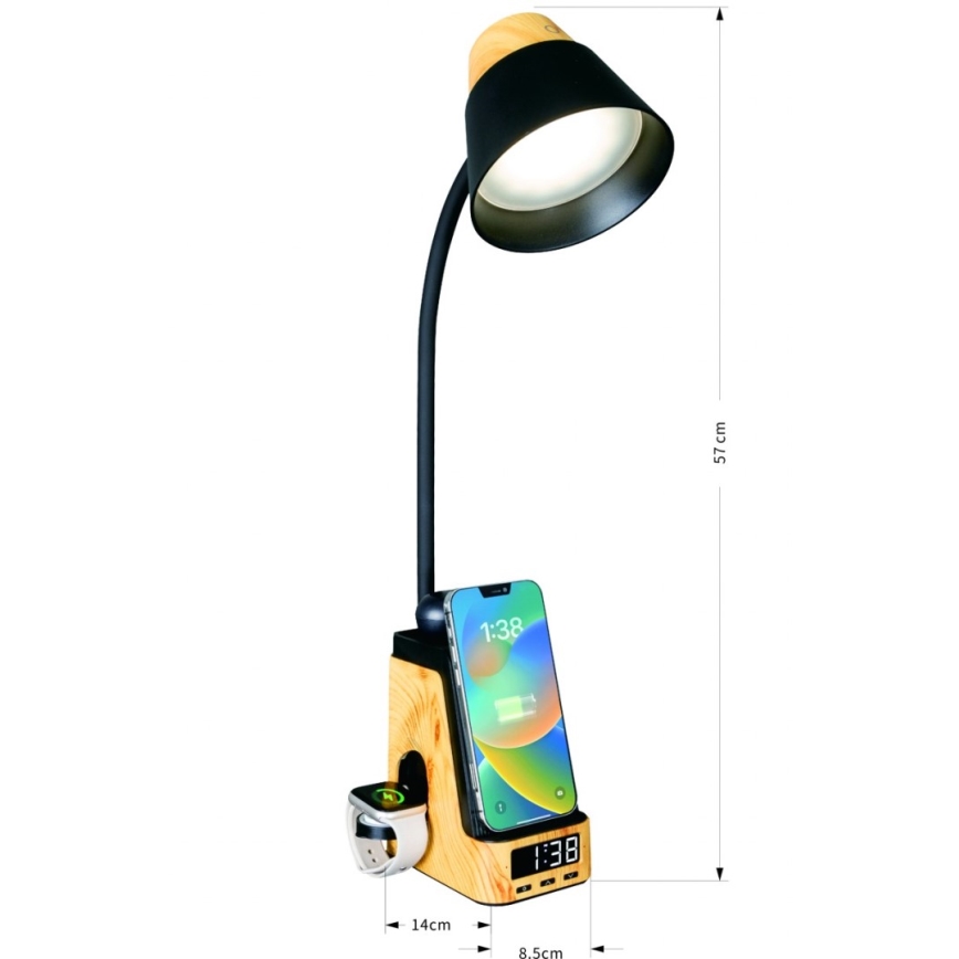 Lâmpada de mesa LED+CCT regulável com carregamento sem fios QI IDEAL LED/8W/230V 2700/4000/5000K bege