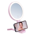 Immax 09102L - Espelho de maquilhagem dimerizável LED+CCT SWEET LED/3W/5V rosa