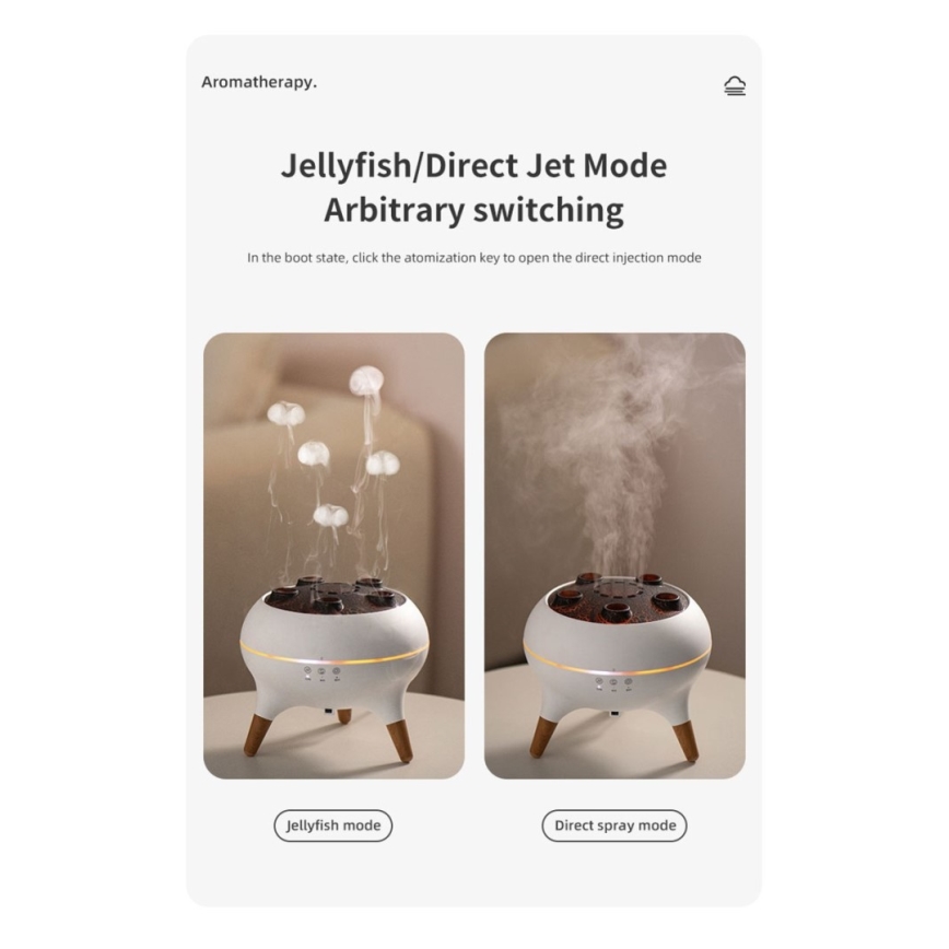 Immax 09104L - Difusor de aroma e umidificador de ar JELLYFISH LED/11W/5V