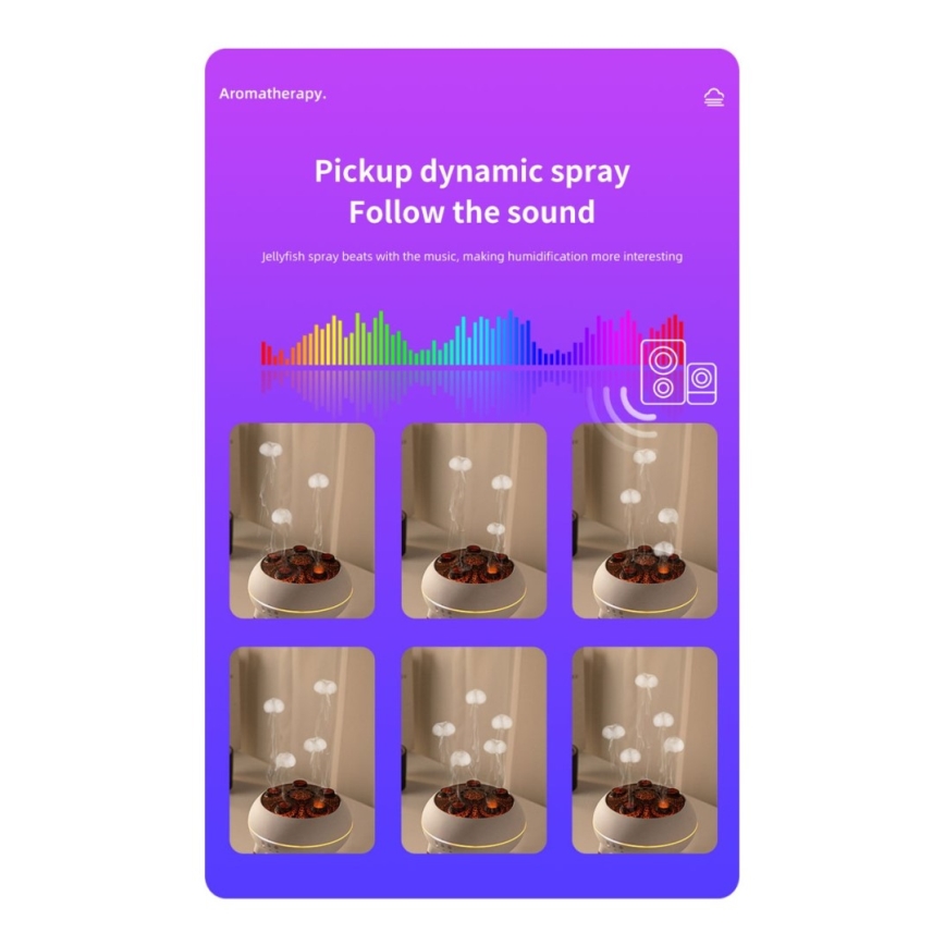 Immax 09104L - Difusor de aroma e umidificador de ar JELLYFISH LED/11W/5V