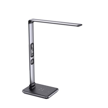 Candeeiro de mesa LED dimerizável LED/8,5W/230V com carregamento sem fios, prateado