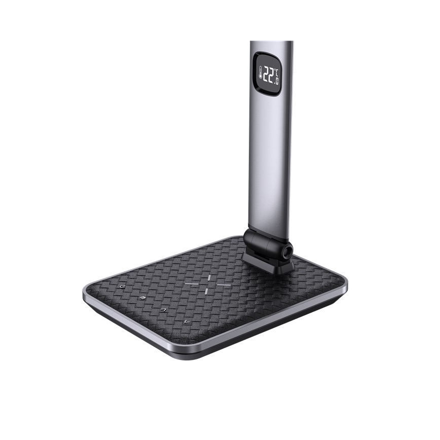 Candeeiro de mesa LED dimerizável LED/8,5W/230V com carregamento sem fios, prateado