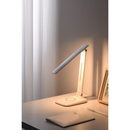 Lâmpada de mesa LED dimerizável com carregamento sem fio QI e USB LUMI LED/7W/230V branca