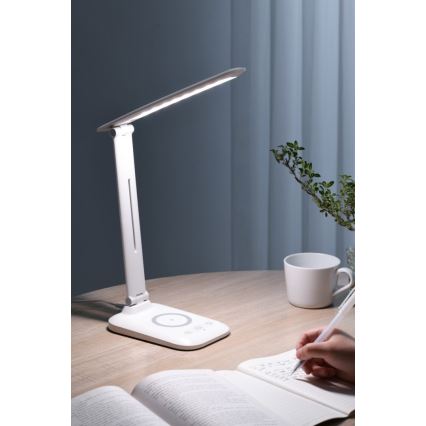 Lâmpada de mesa LED dimerizável com carregamento sem fio QI e USB LUMI LED/7W/230V branca