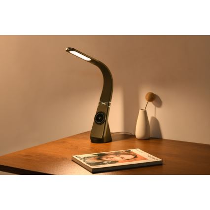 Lâmpada de mesa LED regulável com carregamento sem fios MAGIC LED/5W/230V preta