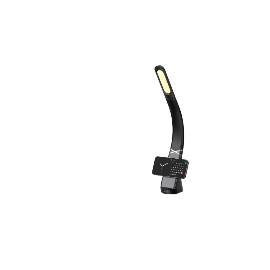 Lâmpada de mesa LED regulável com carregamento sem fios MAGIC LED/5W/230V preta
