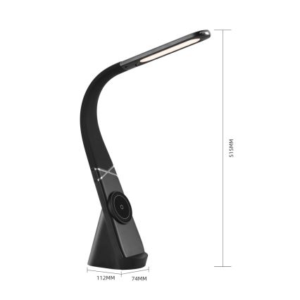 Lâmpada de mesa LED regulável com carregamento sem fios MAGIC LED/5W/230V preta