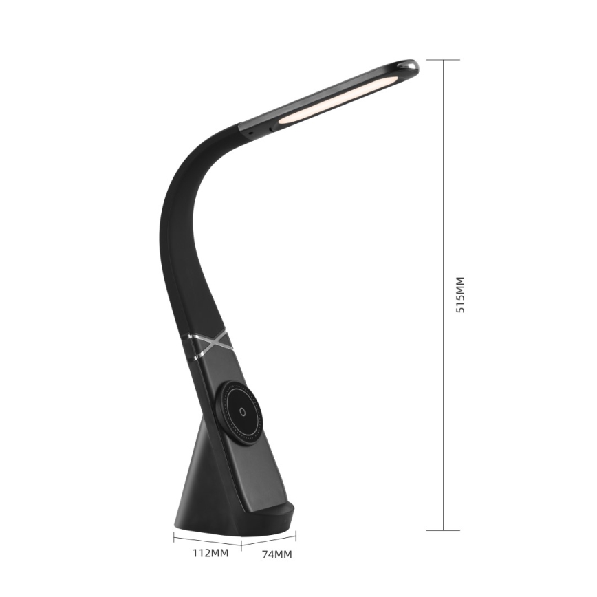Lâmpada de mesa LED regulável com carregamento sem fios MAGIC LED/5W/230V preta