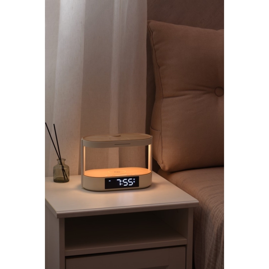 Candeeiro de mesa LED regulável com despertador e carregamento TRIPLE DOCK LED/1,5W/5V