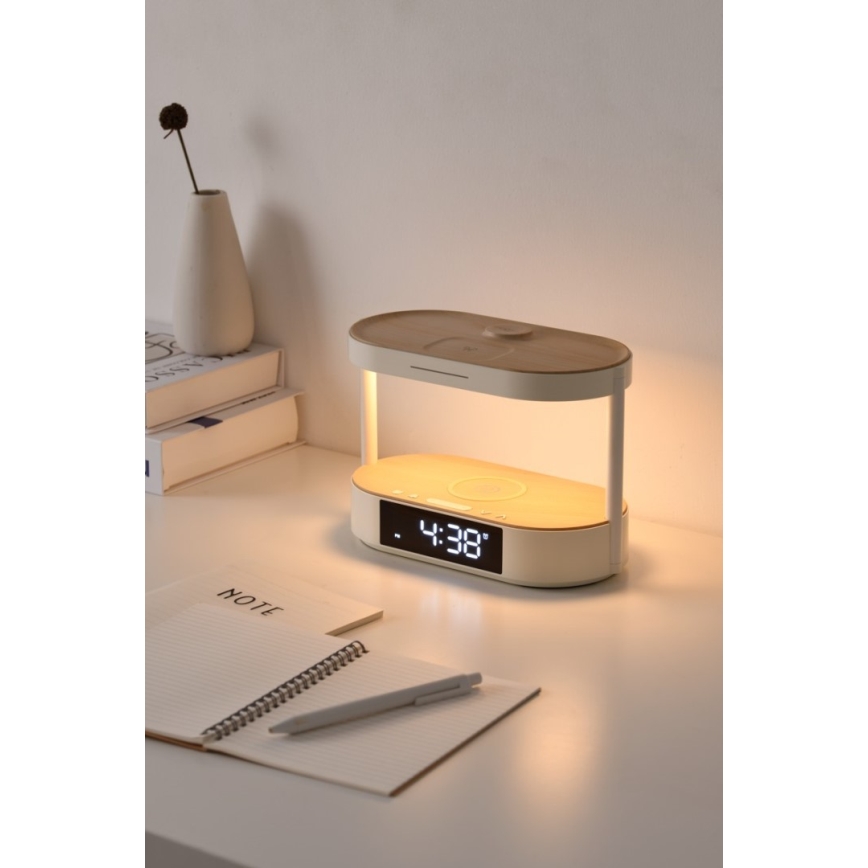 Candeeiro de mesa LED regulável com despertador e carregamento TRIPLE DOCK LED/1,5W/5V