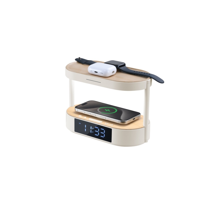 Candeeiro de mesa LED regulável com despertador e carregamento TRIPLE DOCK LED/1,5W/5V