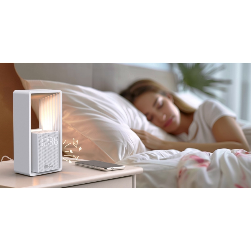 Lâmpada de mesa LED com despertador e carregamento CALM LED/3,5W/5V