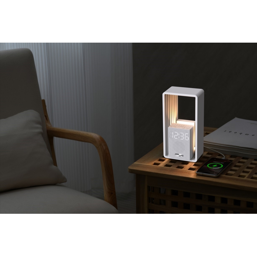 Lâmpada de mesa LED com despertador e carregamento CALM LED/3,5W/5V