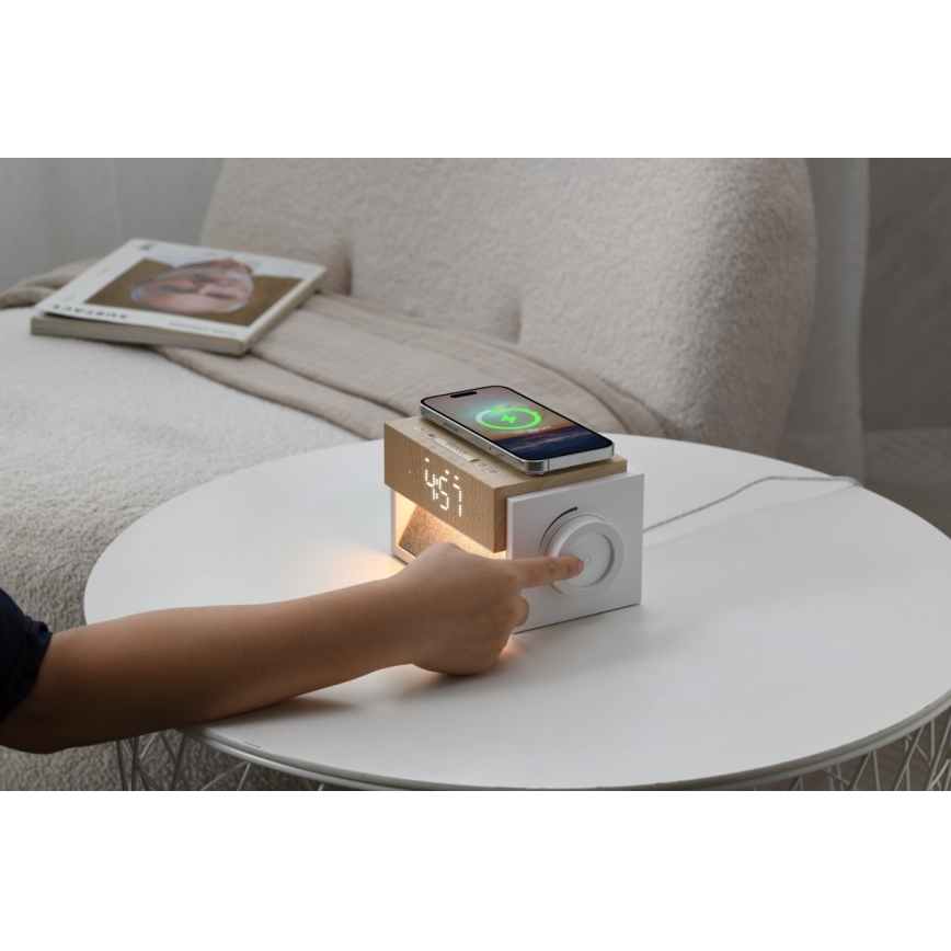 Candeeiro de secretária LED com despertador e carregamento CALM LED/1,2W/5V
