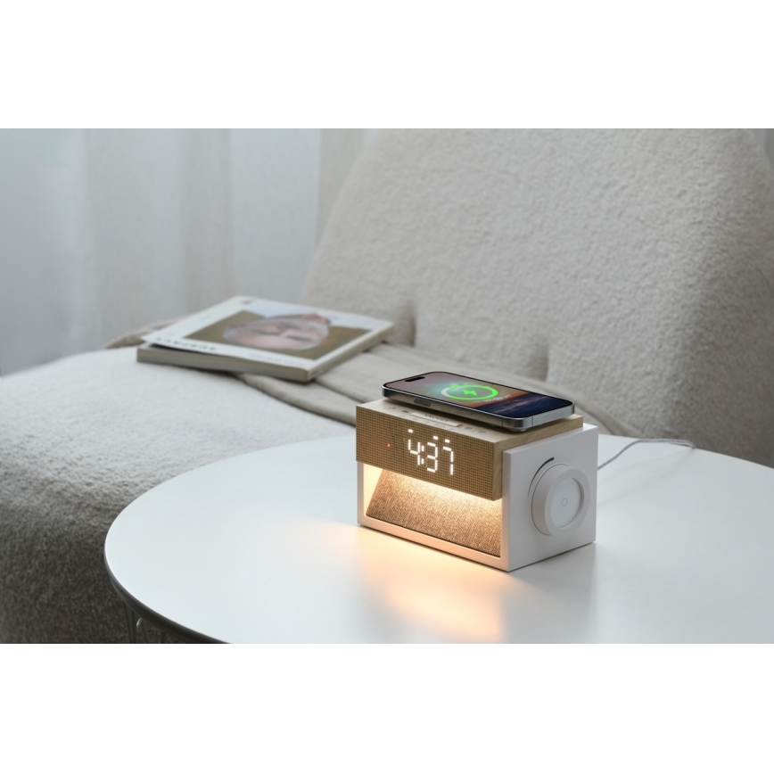 Candeeiro de secretária LED com despertador e carregamento CALM LED/1,2W/5V