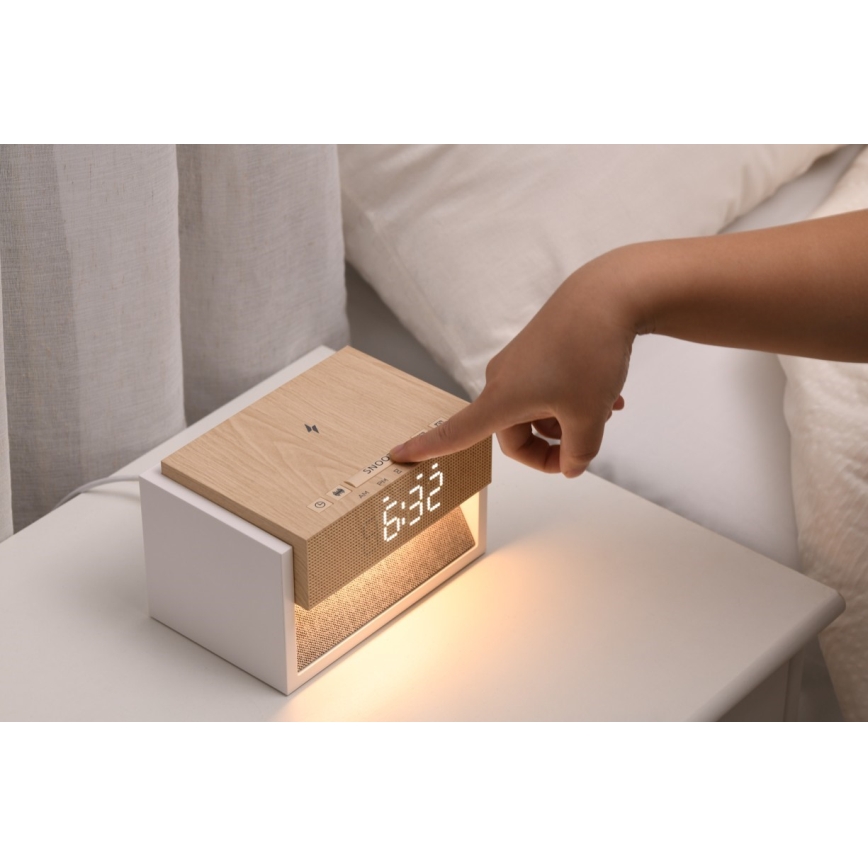 Candeeiro de secretária LED com despertador e carregamento CALM LED/1,2W/5V
