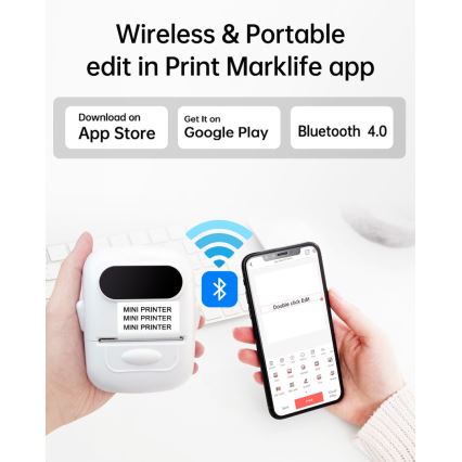 Impressora de etiquetas digital USB-C + etiquetas autocolantes 40x30mm