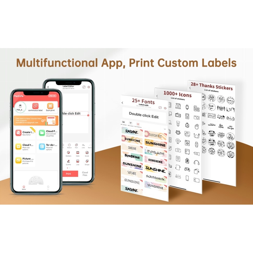 Impressora de etiquetas digital USB-C + etiquetas autocolantes 40x30mm
