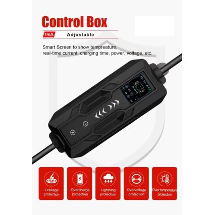 Immax - Estação de carregamento portátil para veículos elétricos EV AC Tipo 2 16A/380V 11kW + tomada 230V, 3,7kW 5m + estojo