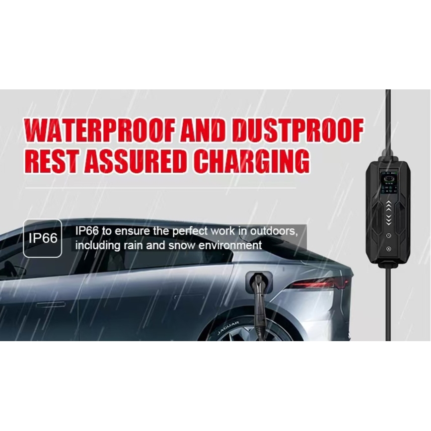 Immax - Estação de carregamento portátil para veículos elétricos EV AC Tipo 2 16A/380V 11kW + tomada 230V, 3,7kW 5m + estojo