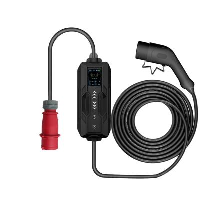 Immax - Estação de carregamento portátil para veículos elétricos EV AC Tipo 2 16A/380V 11kW + tomada 230V, 3,7kW 5m + estojo
