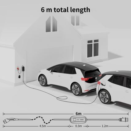Immax - Estação de carregamento portátil para veículos elétricos EV AC Tipo 2 32A/380V 22kW 5m + estojo