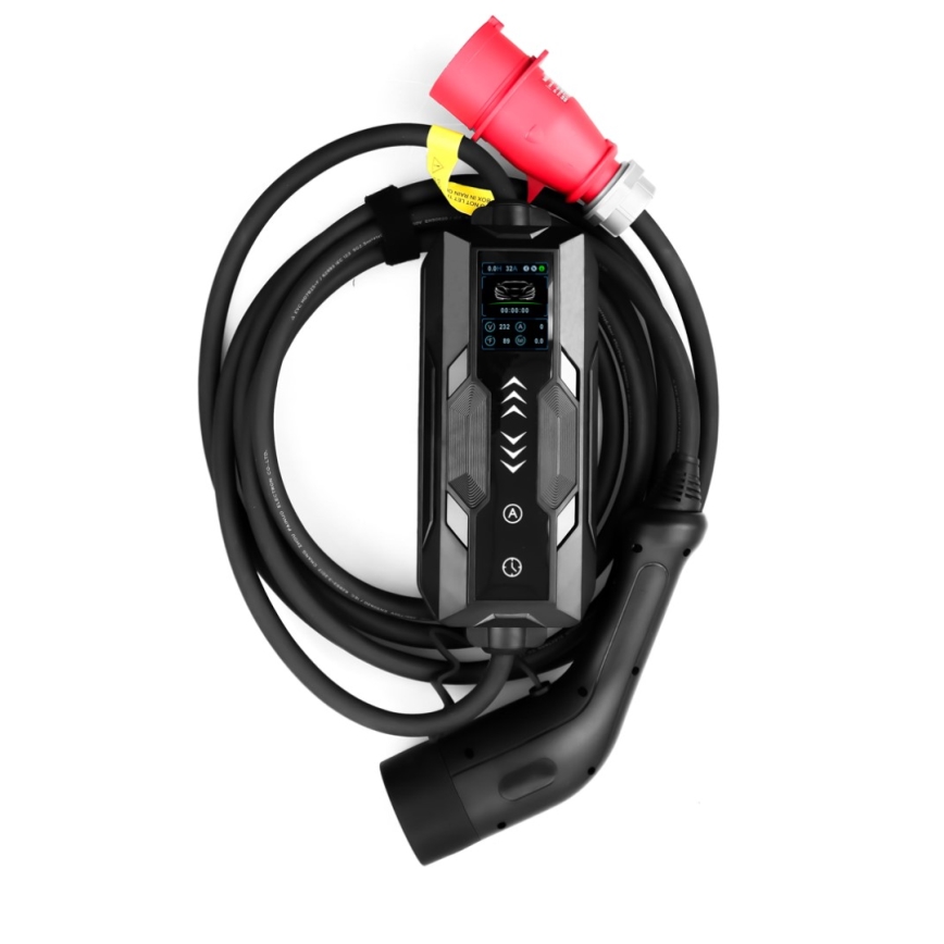 Immax - Estação de Carregamento Portátil para Veículos Elétricos (EV) AC Tipo 2 16 A / 380 V 11 kW + Ficha 230 V 5 m Wi-Fi Tuya