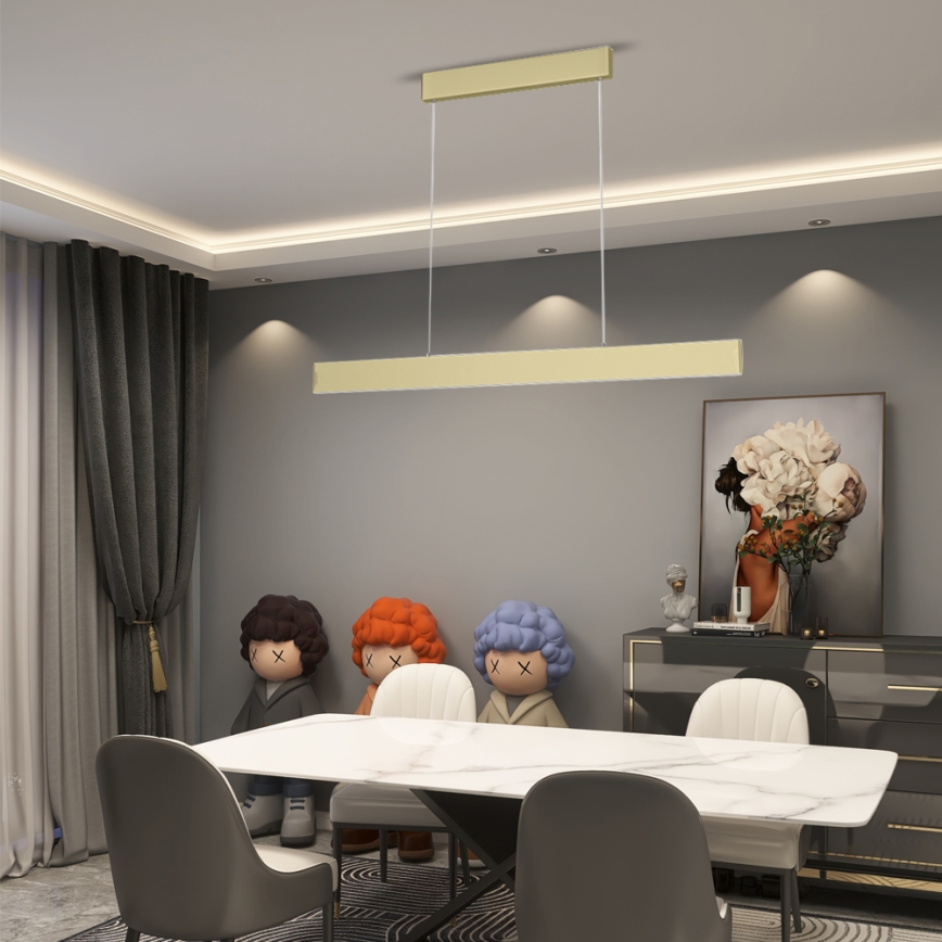 Immax Neo 07128L - LED  Candelabro suspenso com regulação LISTON dourada LED/18W/230V ZigBee + controlo remoto Tuya