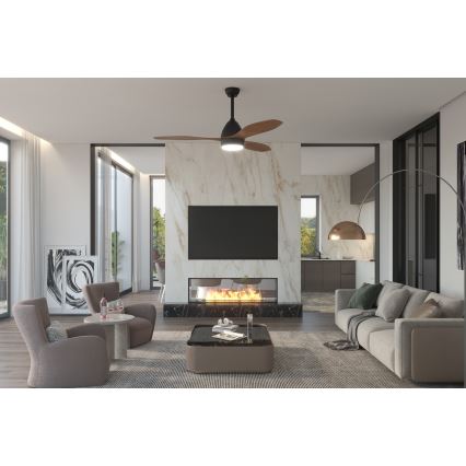 Immax NEO 07141-B - Ventilador de teto LED NEO LITE FRESCO LED/18W/230V Tuya Wi-Fi preto/marrom + controlo remoto