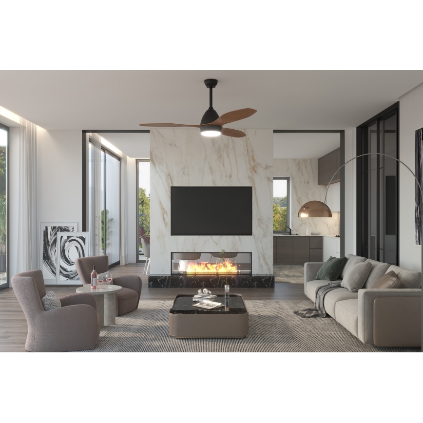 Immax NEO 07141-B - Ventilador de teto LED NEO LITE FRESCO LED/18W/230V Tuya Wi-Fi preto/marrom + controlo remoto