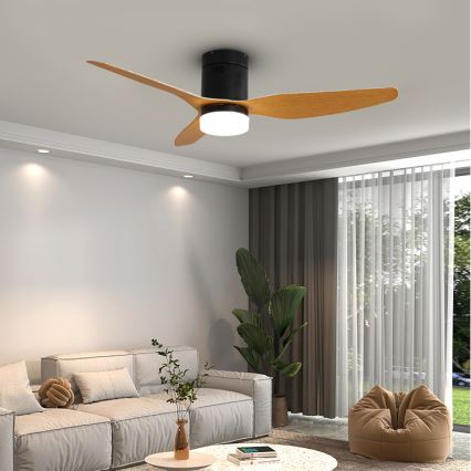 Immax NEO 07142-B - Ventilador de teto LED NEO LITE VENTO LED/18W/230V Tuya Wi-Fi preto/madeira + comando à distância