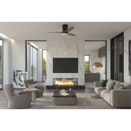 Immax NEO 07142-B - Ventilador de teto LED NEO LITE VENTO LED/18W/230V Tuya Wi-Fi preto/madeira + comando à distância