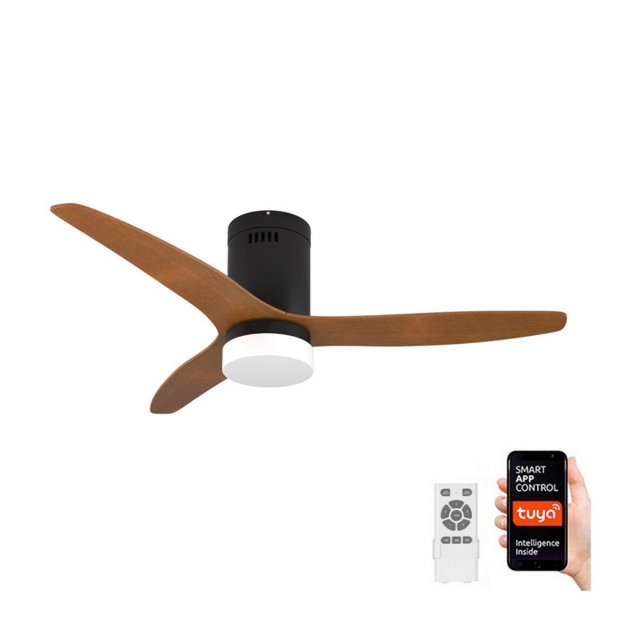 Immax NEO 07142-B - Ventilador de teto LED NEO LITE VENTO LED/18W/230V Tuya Wi-Fi preto/madeira + comando à distância