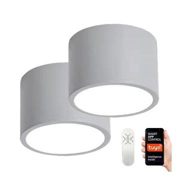 Immax NEO 07143-GR15BD - CONJUNTO 2x Iluminação de teto LED com regulação RONDATE LED/12W/230V Tuya cinzenta + controlo remoto