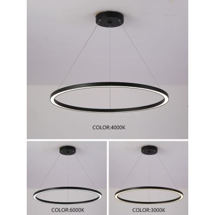 Immax NEO 07158-B80 - Candelabro suspenso LED com regulação FINO LED/60W/230V Tuya black + controlo remoto