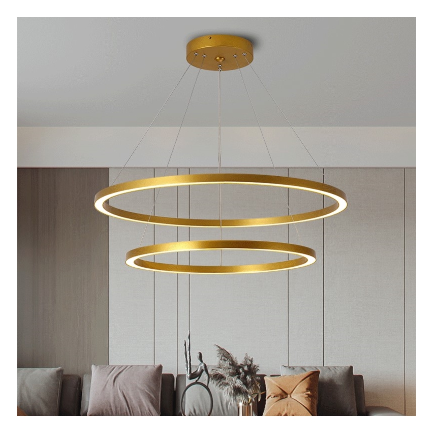 Immax NEO 07159-G80-60 - Candelabro suspenso LED com regulação FINO LED/93W/230V Tuya dourado + controlo remoto