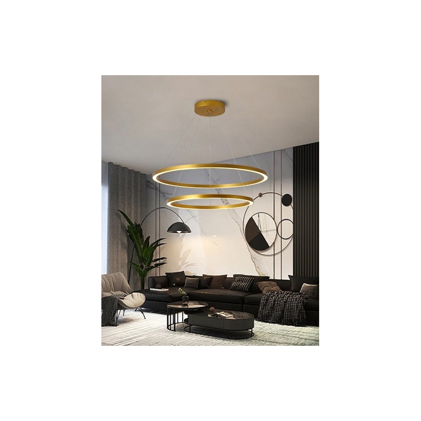 Immax NEO 07159-G80-60 - Candelabro suspenso LED com regulação FINO LED/93W/230V Tuya dourado + controlo remoto