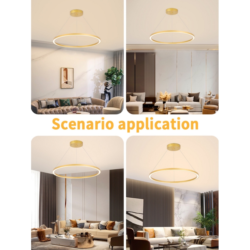 Immax NEO 07159-G80 - Candelabro suspenso LED com regulação FINO LED/60W/230V Tuya dourado + controlo remoto