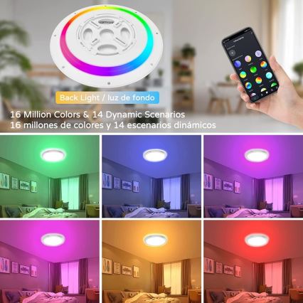 Immax NEO 07164-40 - Luminária de teto LED RGB+CCT regulável NEO LITE TUDO LED/50W/230V Wi-Fi Tuya + controlo remoto