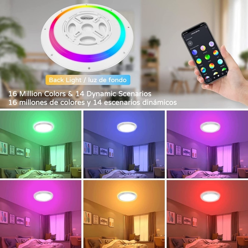 Immax NEO 07164-40 - Luminária de teto LED RGB+CCT regulável NEO LITE TUDO LED/50W/230V Wi-Fi Tuya + controlo remoto