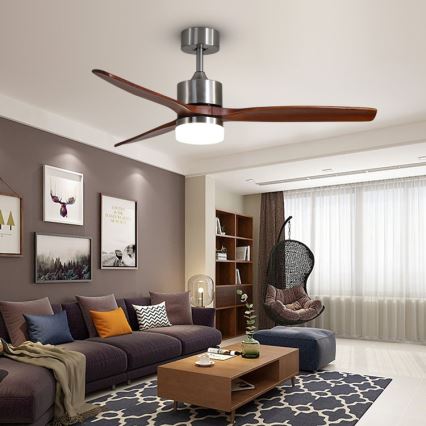 Immax NEO 07165-S - Ventilador de teto LED ELEGANTE LED/18W/230V carvalho Wi-Fi Tuya + controlo remoto