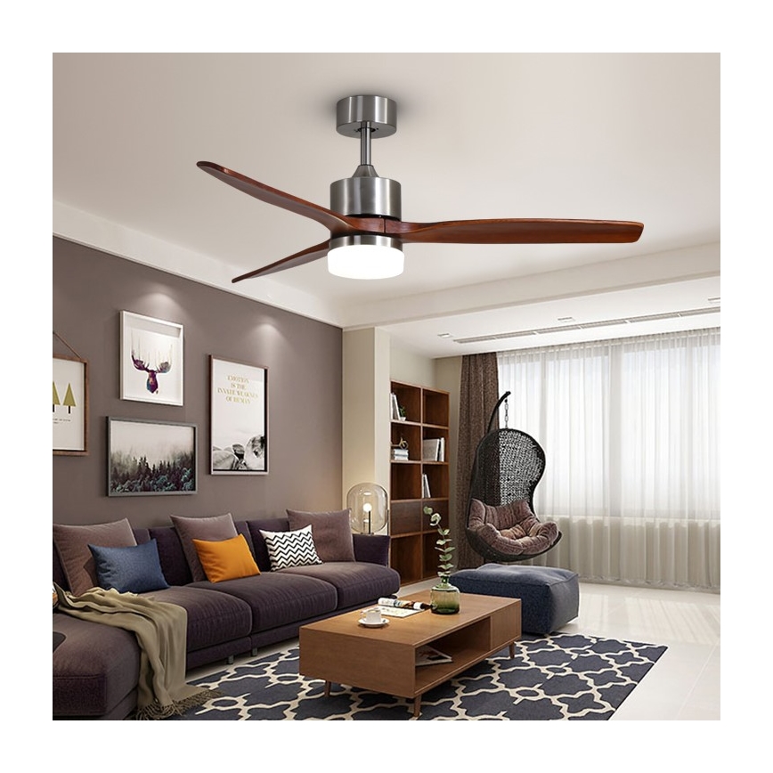 Immax NEO 07165-S - Ventilador de teto LED ELEGANTE LED/18W/230V carvalho Wi-Fi Tuya + controlo remoto