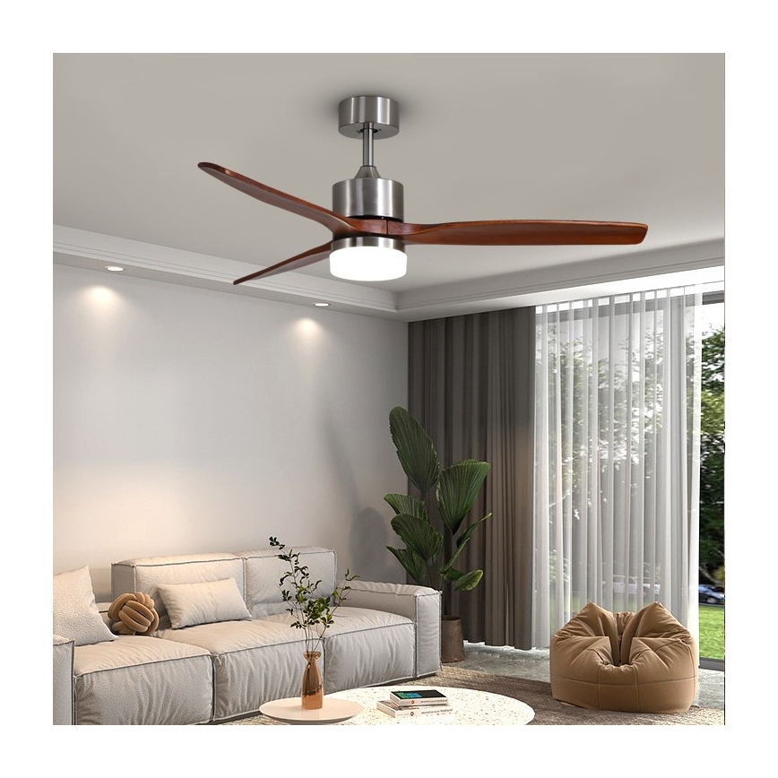 Immax NEO 07165-S - Ventilador de teto LED ELEGANTE LED/18W/230V carvalho Wi-Fi Tuya + controlo remoto