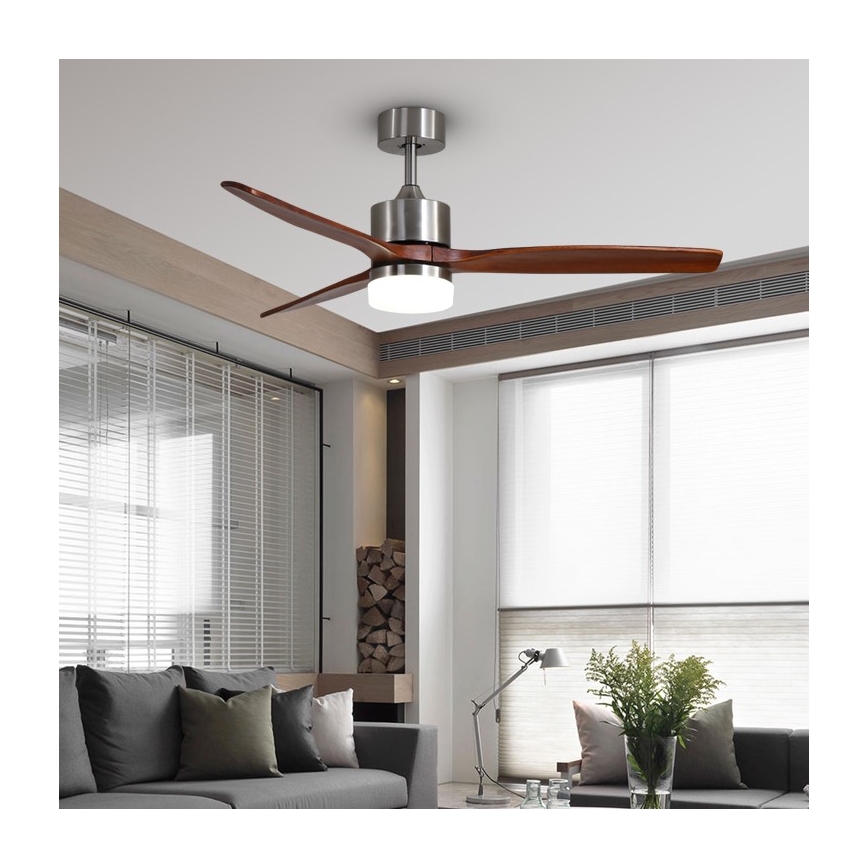 Immax NEO 07165-S - Ventilador de teto LED ELEGANTE LED/18W/230V carvalho Wi-Fi Tuya + controlo remoto