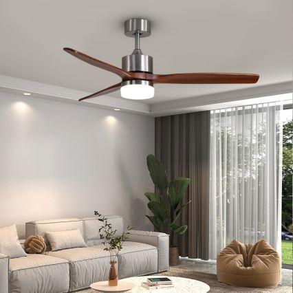 Immax NEO 07165-S - Ventilador de teto LED ELEGANTE LED/18W/230V carvalho Wi-Fi Tuya + controlo remoto