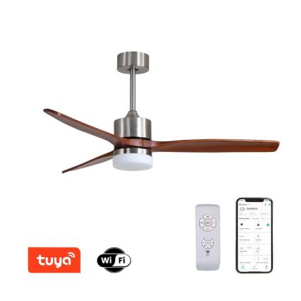 Immax NEO 07165-S - Ventilador de teto LED ELEGANTE LED/18W/230V carvalho Wi-Fi Tuya + controlo remoto