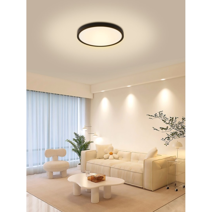Immax NEO 07166-B40 - Luminária de teto LED RGB+CCT regulável NEO LITE TUDO LED/50W/230V Wi-Fi Tuya preta + controlo remoto