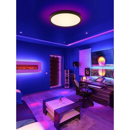 Immax NEO 07166-B40 - Luminária de teto LED RGB+CCT regulável NEO LITE TUDO LED/50W/230V Wi-Fi Tuya preta + controlo remoto