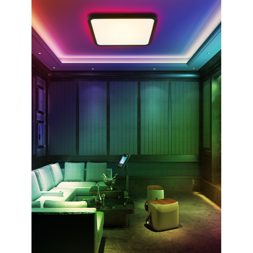 Immax NEO 07167-B40 - Luminária de teto LED RGB+CCT regulável NEO LITE TUDO LED/50W/230V Wi-Fi Tuya preta + controlo remoto